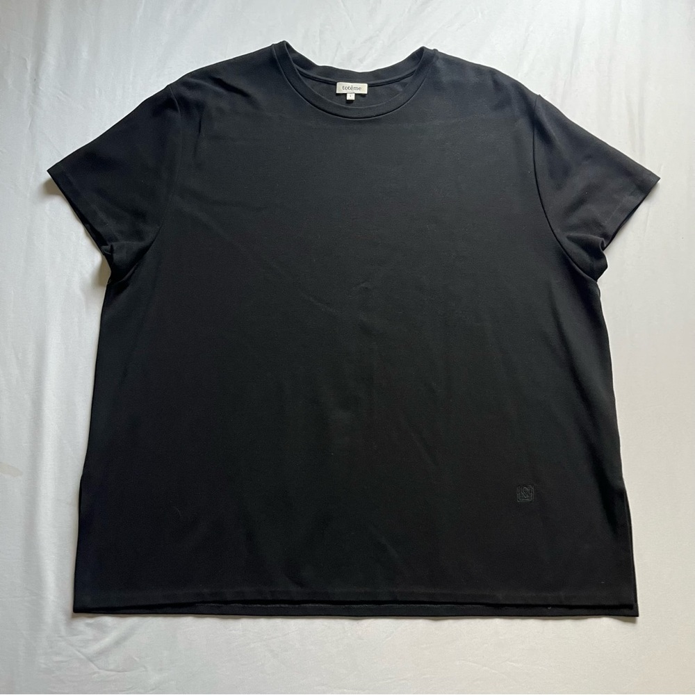 TOTEME black knit crew neck boxy short sleeve T-shirt